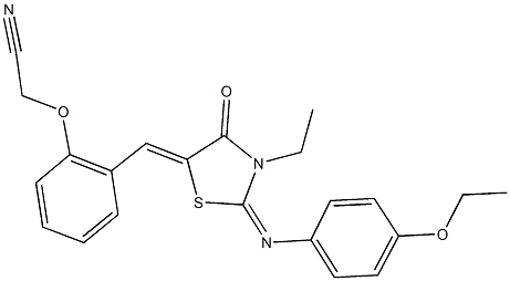 [2-({2-[(4-ethoxyphenyl)imino]-3-ethyl-4-oxo-1,3-thiazolidin-5-ylidene}methyl)phenoxy]acetonitrile 구조식 이미지