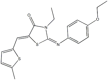 2-[(4-ethoxyphenyl)imino]-3-ethyl-5-[(5-methyl-2-thienyl)methylene]-1,3-thiazolidin-4-one Structure