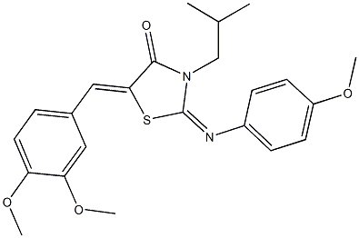 5-(3,4-dimethoxybenzylidene)-3-isobutyl-2-[(4-methoxyphenyl)imino]-1,3-thiazolidin-4-one 구조식 이미지