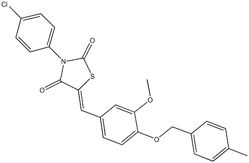 3-(4-chlorophenyl)-5-{3-methoxy-4-[(4-methylbenzyl)oxy]benzylidene}-1,3-thiazolidine-2,4-dione 구조식 이미지