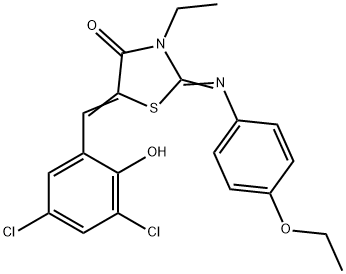 5-(3,5-dichloro-2-hydroxybenzylidene)-2-[(4-ethoxyphenyl)imino]-3-ethyl-1,3-thiazolidin-4-one 구조식 이미지