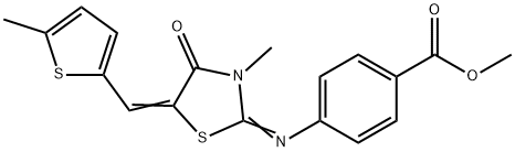 methyl 4-({3-methyl-5-[(5-methyl-2-thienyl)methylene]-4-oxo-1,3-thiazolidin-2-ylidene}amino)benzoate Structure