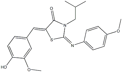 5-(4-hydroxy-3-methoxybenzylidene)-3-isobutyl-2-[(4-methoxyphenyl)imino]-1,3-thiazolidin-4-one 구조식 이미지