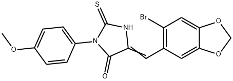 5-[(6-bromo-1,3-benzodioxol-5-yl)methylene]-3-(4-methoxyphenyl)-2-thioxo-4-imidazolidinone Structure