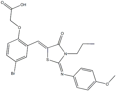 [4-bromo-2-({2-[(4-methoxyphenyl)imino]-4-oxo-3-propyl-1,3-thiazolidin-5-ylidene}methyl)phenoxy]acetic acid 구조식 이미지
