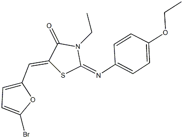 5-[(5-bromo-2-furyl)methylene]-2-[(4-ethoxyphenyl)imino]-3-ethyl-1,3-thiazolidin-4-one Structure