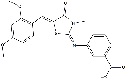 3-{[5-(2,4-dimethoxybenzylidene)-3-methyl-4-oxo-1,3-thiazolidin-2-ylidene]amino}benzoic acid Structure