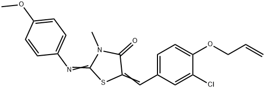 5-[4-(allyloxy)-3-chlorobenzylidene]-2-[(4-methoxyphenyl)imino]-3-methyl-1,3-thiazolidin-4-one 구조식 이미지