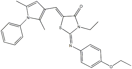 5-[(2,5-dimethyl-1-phenyl-1H-pyrrol-3-yl)methylene]-2-[(4-ethoxyphenyl)imino]-3-ethyl-1,3-thiazolidin-4-one 구조식 이미지