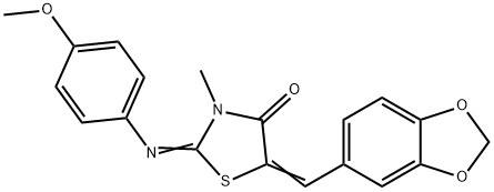 5-(1,3-benzodioxol-5-ylmethylene)-2-[(4-methoxyphenyl)imino]-3-methyl-1,3-thiazolidin-4-one 구조식 이미지