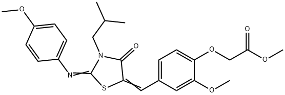 methyl [4-({3-isobutyl-2-[(4-methoxyphenyl)imino]-4-oxo-1,3-thiazolidin-5-ylidene}methyl)-2-methoxyphenoxy]acetate Structure