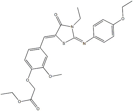ethyl [4-({2-[(4-ethoxyphenyl)imino]-3-ethyl-4-oxo-1,3-thiazolidin-5-ylidene}methyl)-2-methoxyphenoxy]acetate Structure