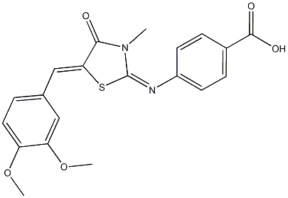 4-{[5-(3,4-dimethoxybenzylidene)-3-methyl-4-oxo-1,3-thiazolidin-2-ylidene]amino}benzoic acid Structure