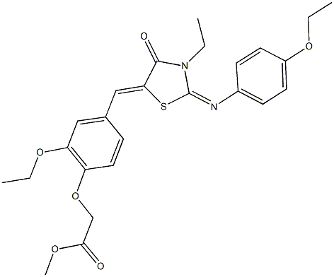 methyl [2-ethoxy-4-({2-[(4-ethoxyphenyl)imino]-3-ethyl-4-oxo-1,3-thiazolidin-5-ylidene}methyl)phenoxy]acetate Structure