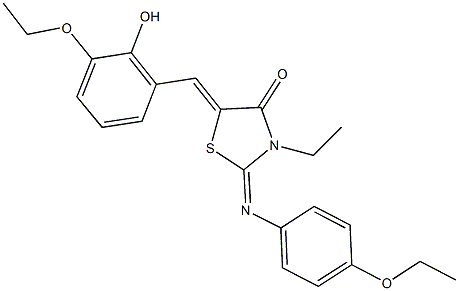 5-(3-ethoxy-2-hydroxybenzylidene)-2-[(4-ethoxyphenyl)imino]-3-ethyl-1,3-thiazolidin-4-one 구조식 이미지