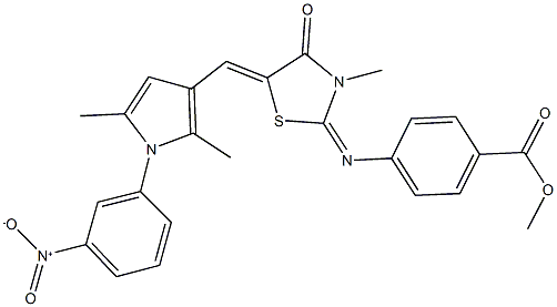 methyl 4-({5-[(1-{3-nitrophenyl}-2,5-dimethyl-1H-pyrrol-3-yl)methylene]-3-methyl-4-oxo-1,3-thiazolidin-2-ylidene}amino)benzoate Structure