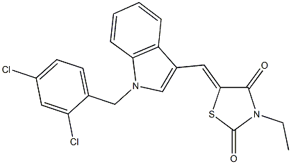 5-{[1-(2,4-dichlorobenzyl)-1H-indol-3-yl]methylene}-3-ethyl-1,3-thiazolidine-2,4-dione 구조식 이미지