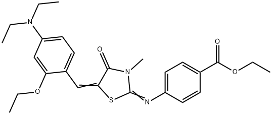 ethyl 4-({5-[4-(diethylamino)-2-ethoxybenzylidene]-3-methyl-4-oxo-1,3-thiazolidin-2-ylidene}amino)benzoate Structure