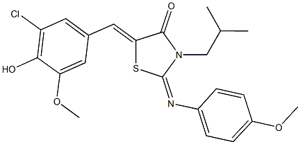 5-(3-chloro-4-hydroxy-5-methoxybenzylidene)-3-isobutyl-2-[(4-methoxyphenyl)imino]-1,3-thiazolidin-4-one Structure
