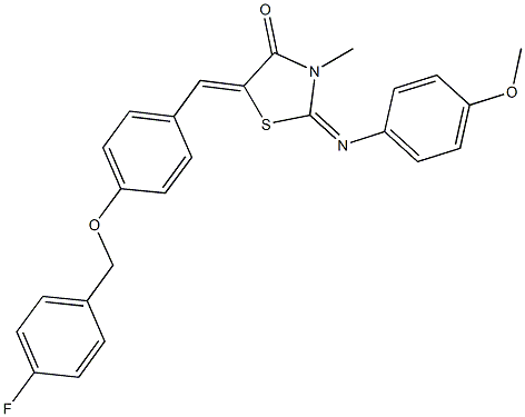 5-{4-[(4-fluorobenzyl)oxy]benzylidene}-2-[(4-methoxyphenyl)imino]-3-methyl-1,3-thiazolidin-4-one 구조식 이미지