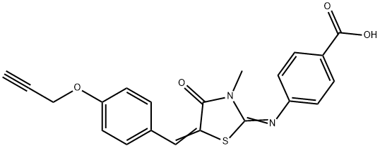 4-({3-methyl-4-oxo-5-[4-(2-propynyloxy)benzylidene]-1,3-thiazolidin-2-ylidene}amino)benzoic acid 구조식 이미지