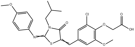 [2-chloro-4-({3-isobutyl-2-[(4-methoxyphenyl)imino]-4-oxo-1,3-thiazolidin-5-ylidene}methyl)-6-methoxyphenoxy]acetic acid Structure