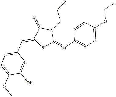 2-[(4-ethoxyphenyl)imino]-5-(3-hydroxy-4-methoxybenzylidene)-3-propyl-1,3-thiazolidin-4-one Structure
