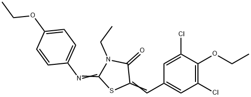 5-(3,5-dichloro-4-ethoxybenzylidene)-2-[(4-ethoxyphenyl)imino]-3-ethyl-1,3-thiazolidin-4-one 구조식 이미지