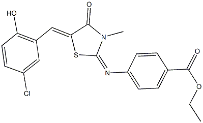 ethyl 4-{[5-(5-chloro-2-hydroxybenzylidene)-3-methyl-4-oxo-1,3-thiazolidin-2-ylidene]amino}benzoate 구조식 이미지