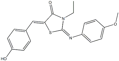 3-ethyl-5-(4-hydroxybenzylidene)-2-[(4-methoxyphenyl)imino]-1,3-thiazolidin-4-one 구조식 이미지