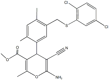 methyl 6-amino-5-cyano-4-(5-{[(2,5-dichlorophenyl)sulfanyl]methyl}-2,4-dimethylphenyl)-2-methyl-4H-pyran-3-carboxylate Structure
