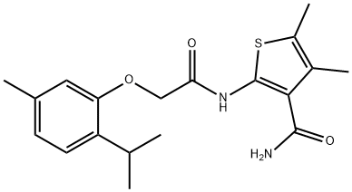 2-{[(2-isopropyl-5-methylphenoxy)acetyl]amino}-4,5-dimethyl-3-thiophenecarboxamide Structure