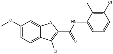 3-chloro-N-(3-chloro-2-methylphenyl)-6-methoxy-1-benzothiophene-2-carboxamide Structure