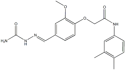 2-{4-[2-(aminocarbonyl)carbohydrazonoyl]-2-methoxyphenoxy}-N-(3,4-dimethylphenyl)acetamide 구조식 이미지