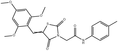 2-[2,4-dioxo-5-(2,4,6-trimethoxybenzylidene)-1,3-thiazolidin-3-yl]-N-(4-methylphenyl)acetamide 구조식 이미지
