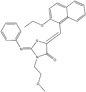 5-[(2-ethoxy-1-naphthyl)methylene]-3-(2-methoxyethyl)-2-(phenylimino)-1,3-thiazolidin-4-one Structure