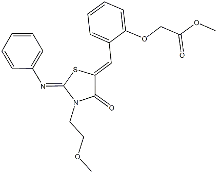 methyl (2-{[3-(2-methoxyethyl)-4-oxo-2-(phenylimino)-1,3-thiazolidin-5-ylidene]methyl}phenoxy)acetate Structure