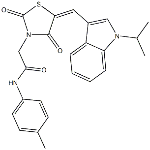 2-{5-[(1-isopropyl-1H-indol-3-yl)methylene]-2,4-dioxo-1,3-thiazolidin-3-yl}-N-(4-methylphenyl)acetamide Structure