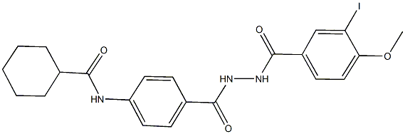 N-(4-{[2-(3-iodo-4-methoxybenzoyl)hydrazino]carbonyl}phenyl)cyclohexanecarboxamide 구조식 이미지