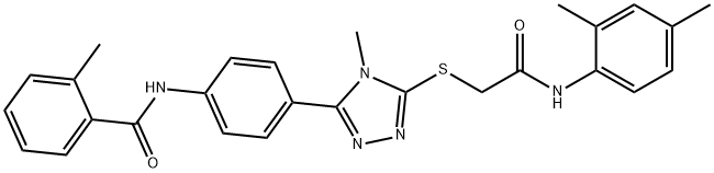 N-[4-(5-{[2-(2,4-dimethylanilino)-2-oxoethyl]sulfanyl}-4-methyl-4H-1,2,4-triazol-3-yl)phenyl]-2-methylbenzamide 구조식 이미지