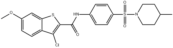 3-chloro-6-methoxy-N-{4-[(4-methylpiperidin-1-yl)sulfonyl]phenyl}-1-benzothiophene-2-carboxamide Structure