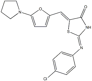 2-[(4-chlorophenyl)imino]-5-{[5-(1-pyrrolidinyl)-2-furyl]methylene}-1,3-thiazolidin-4-one Structure