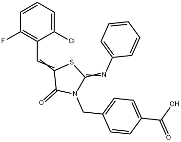 4-{[5-(2-chloro-6-fluorobenzylidene)-4-oxo-2-(phenylimino)-1,3-thiazolidin-3-yl]methyl}benzoic acid Structure