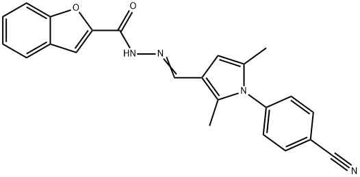 N'-{[1-(4-cyanophenyl)-2,5-dimethyl-1H-pyrrol-3-yl]methylene}-1-benzofuran-2-carbohydrazide Structure