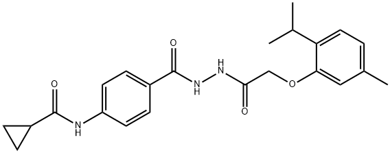 N-[4-({2-[(2-isopropyl-5-methylphenoxy)acetyl]hydrazino}carbonyl)phenyl]cyclopropanecarboxamide Structure