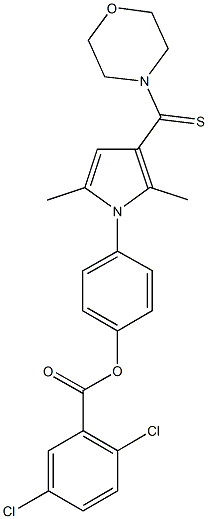 4-[2,5-dimethyl-3-(4-morpholinylcarbothioyl)-1H-pyrrol-1-yl]phenyl 2,5-dichlorobenzoate 구조식 이미지