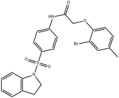 2-(2-bromo-4-methylphenoxy)-N-[4-(2,3-dihydro-1H-indol-1-ylsulfonyl)phenyl]acetamide 구조식 이미지