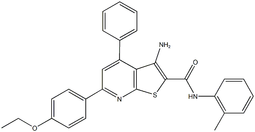 3-amino-6-(4-ethoxyphenyl)-N-(2-methylphenyl)-4-phenylthieno[2,3-b]pyridine-2-carboxamide 구조식 이미지