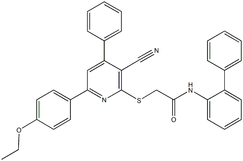 N-[1,1'-biphenyl]-2-yl-2-{[3-cyano-6-(4-ethoxyphenyl)-4-phenyl-2-pyridinyl]sulfanyl}acetamide 구조식 이미지