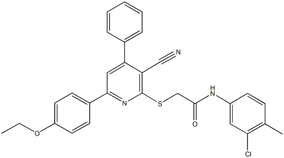 N-(3-chloro-4-methylphenyl)-2-{[3-cyano-6-(4-ethoxyphenyl)-4-phenyl-2-pyridinyl]sulfanyl}acetamide 구조식 이미지